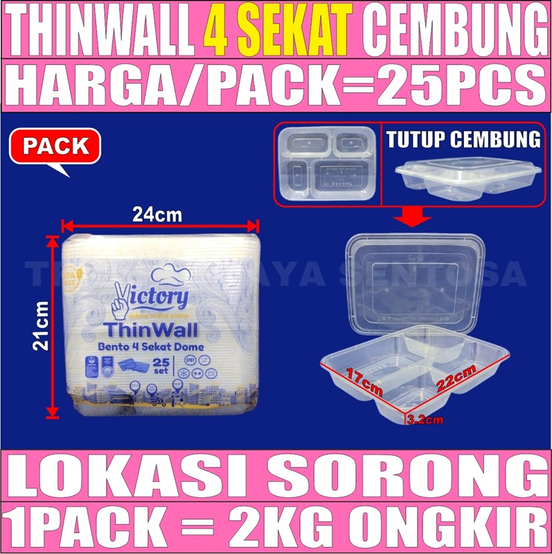 Thinwall 4 sekat Cembung Pack 25pcs Victory