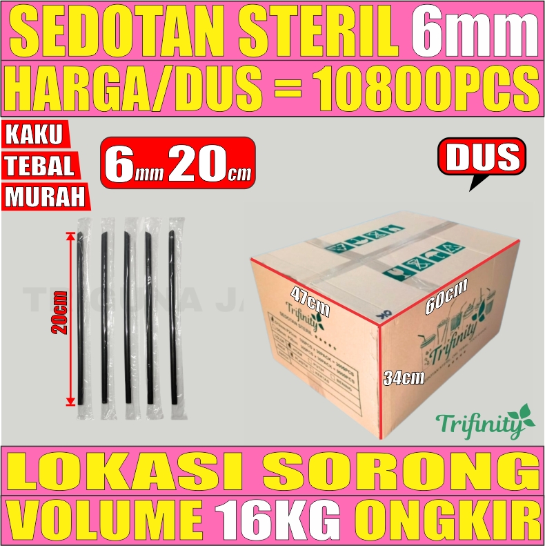 Sedotan Steril 620 Dus TRIFINITY 6mm 20cm Runcing 10800pcs L2BRT05T4H5