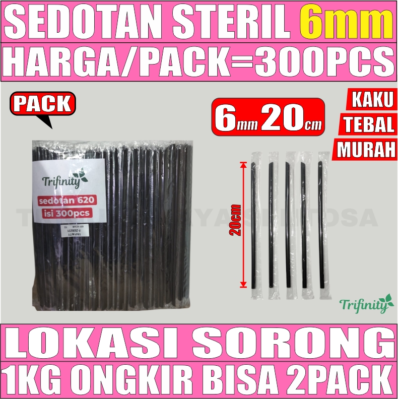 Sedotan Steril 620 Pack 6mm TRIFINITY 300pcs