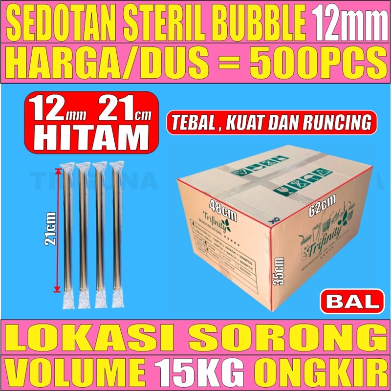 Sedotan Bubble 1221 Hitam DUS Steril Trifinity 12mm 3000pcs L2BRT08T4H4