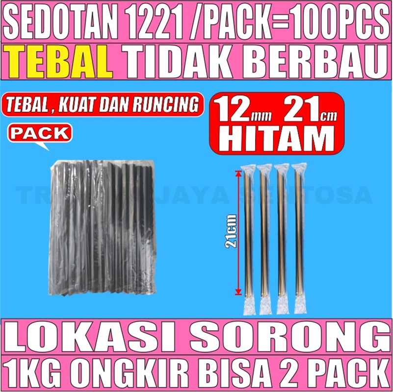 Sedotan Bubble 1221 Hitam Pack Trifinity 12mm 100pcs