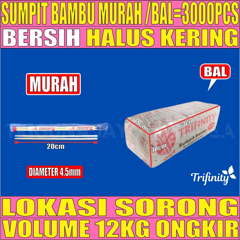 Sumpit Murah Higienis Ball Trifinity Bambu 3000set L1brtT8H12