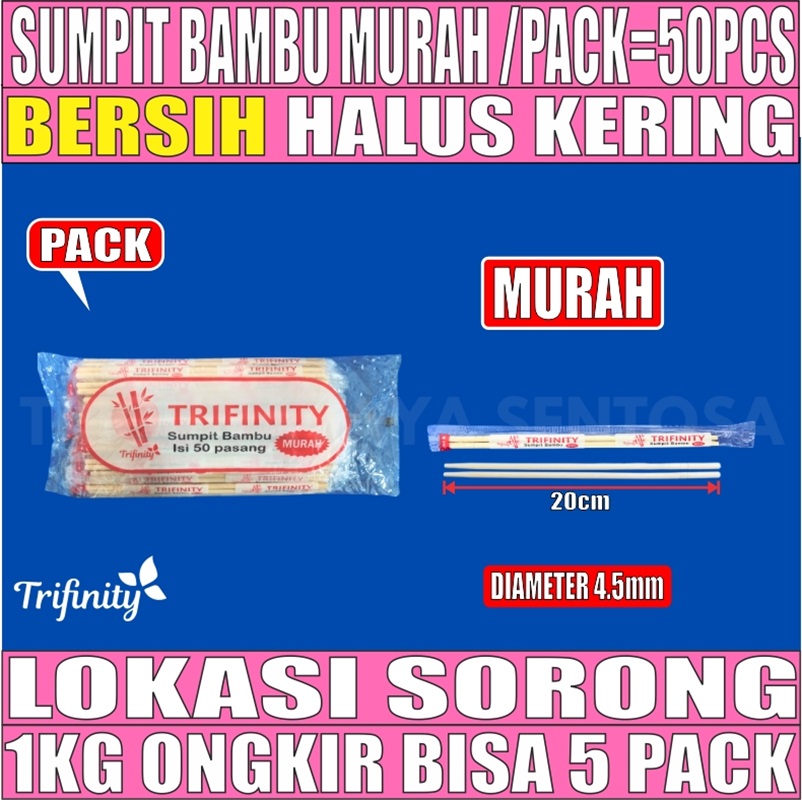Sumpit Murah Higienis Pack 50set Trifinity Bambu