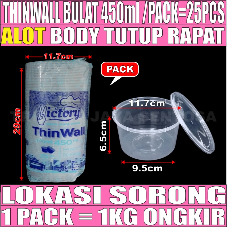 Thinwall Bulat 450ml Pack 25pcs Victory