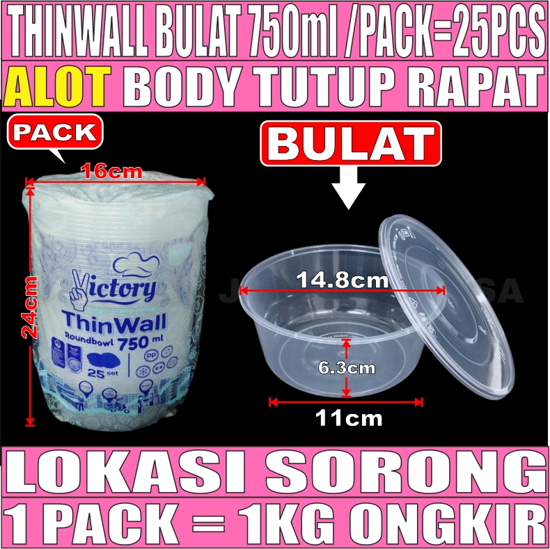 Thinwall Bulat 750ml pack 25pcs Victory