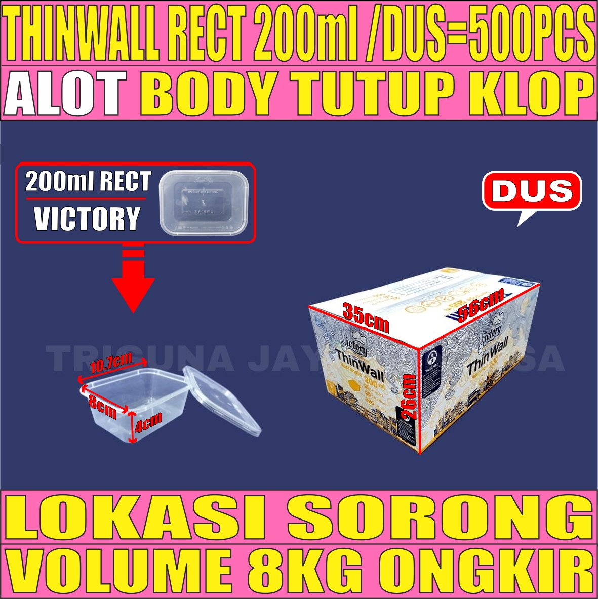 Thinwall Rect 200ml Dus 500pcs Victory L2TMR18T4H5
