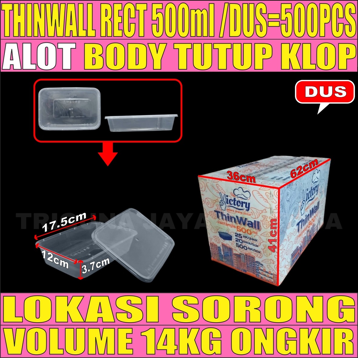 Thinwall Rect 500ml Dus 500pcs Victory L2TMR20T5H4