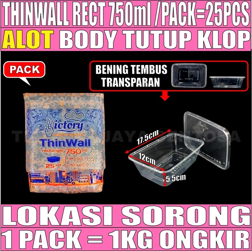 Thinwall Rect 750ml Bening Pack 25pcs Victory