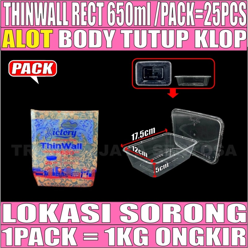 Thinwall Rect 650ml Pack 25pcs Victory