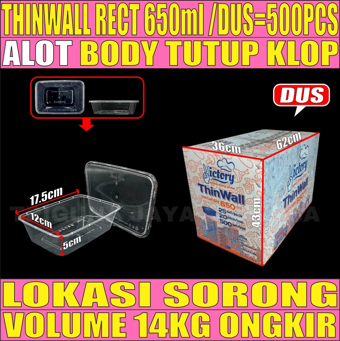 Thinwall Rect 650ml Dus 500pcs Victory L2BRT03T5H3
