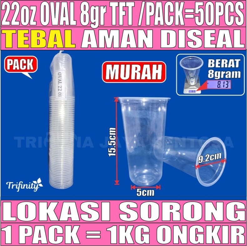 Gelas 22oz Oval 8gr Trifinity Pack 50pcs