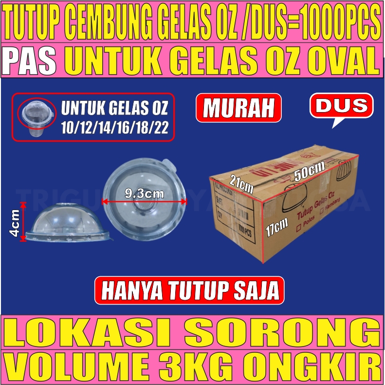 Tutup Cembung Dus 1000pcs Utk Gelas Oz Oval L2TMR34T4H4