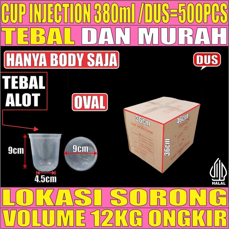 Cup Injection 380ml 12oz Dus 500pcs Thinwall Cup Injection Oval Transparan L2BRT57T4H3
