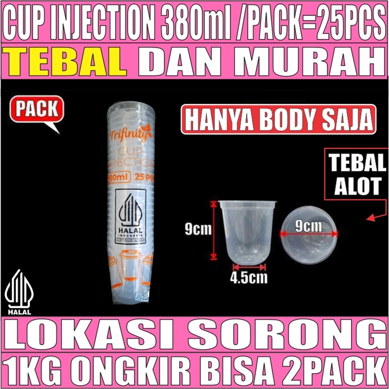 Cup Injection 380ml 12oz Pack 25pcs Thinwall Cup Injection Oval Transparan