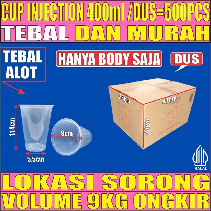 Cup Injection 400ml 14oz Dus 500pcs Thinwall Cup Injection Rata Transparan Victory L2BRT58T4H4