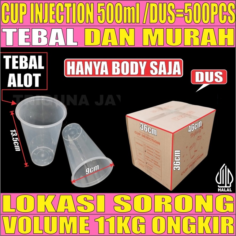Cup Injection 500ml 16oz Dus 500pcs Thinwall Cup Injection Rata Transparan L2BRT59T4H4