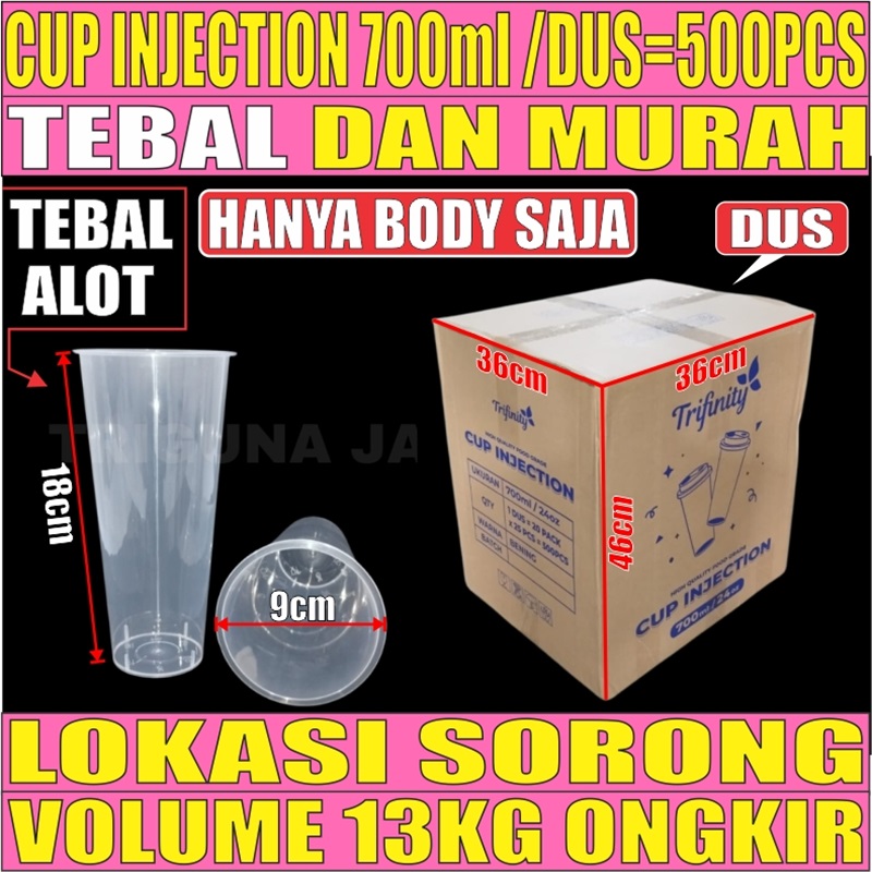 Cup Injection 700ml 24oz Dus 500pcs Thinwall Cup Injection Rata Transparan L2BRT53T4H3
