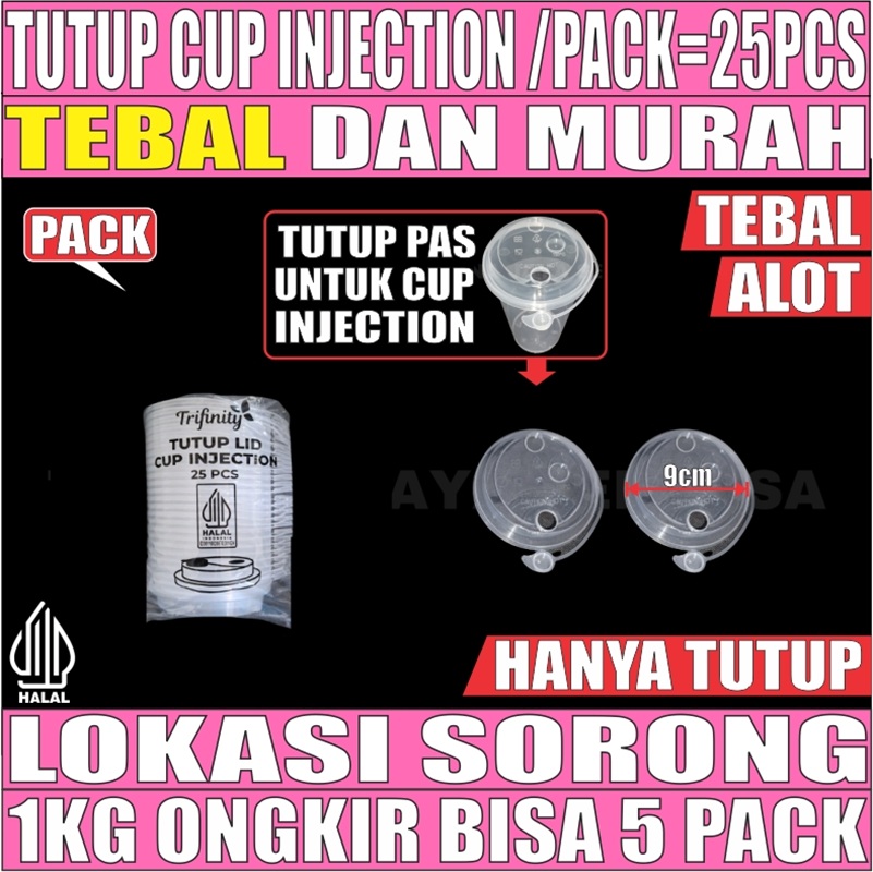 Tutup Cup Injection Pack 25pcs Semua Ukuran Tutup Lid Sambung Transparan