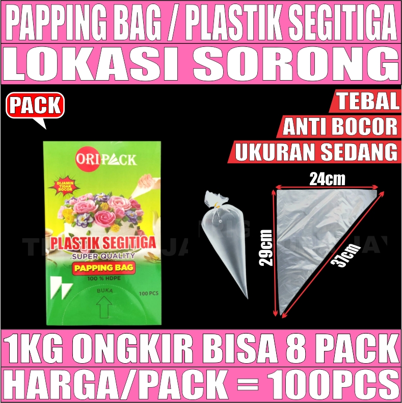 Plastik segitiga Papping Pipping Bag Corong Pack 100pcs