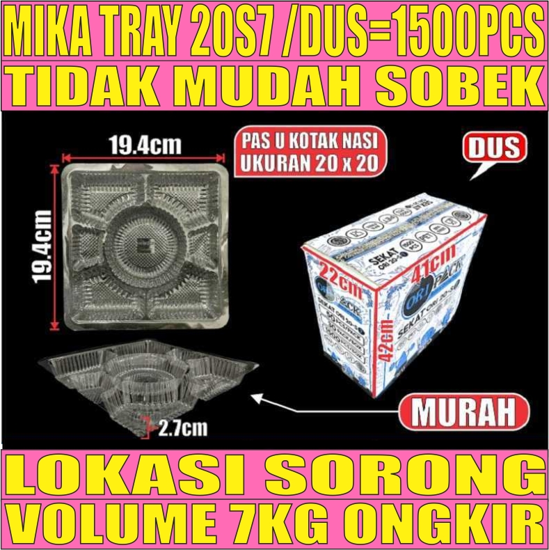 Mika 20S7 DUS 1500pcs 7Sekat 20x20 u Kotak Nasi L2BRT33T1H4