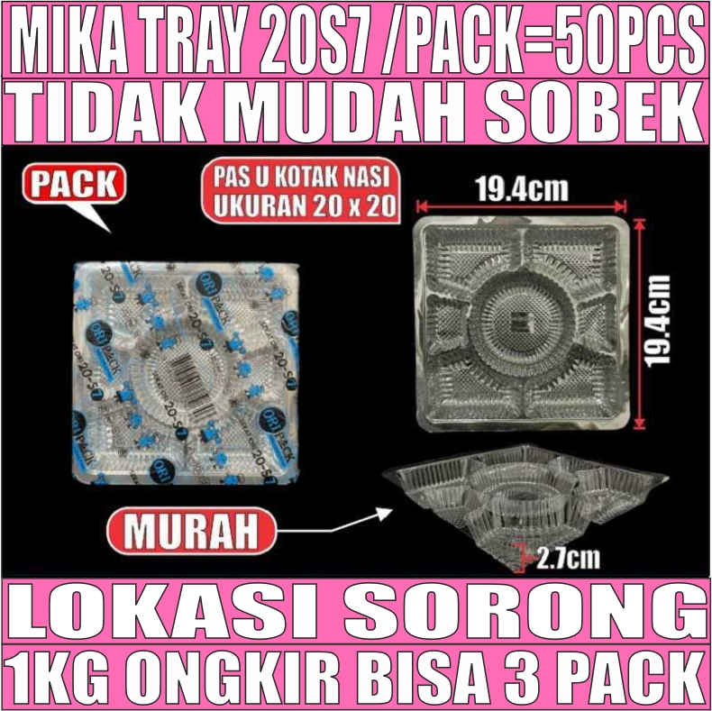 Mika 20S7 Pack 50pcs 7Sekat 20x20 u Kotak Nasi