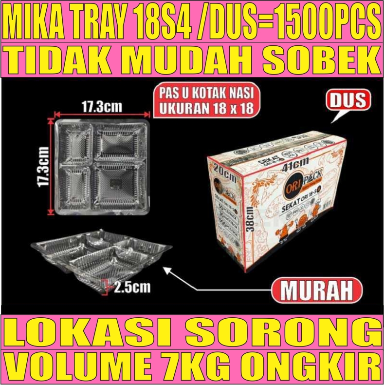 Mika 18S4 DUS 1500pcs 4Sekat 18x18 u Kotak Nasi L2BRT42T1H3