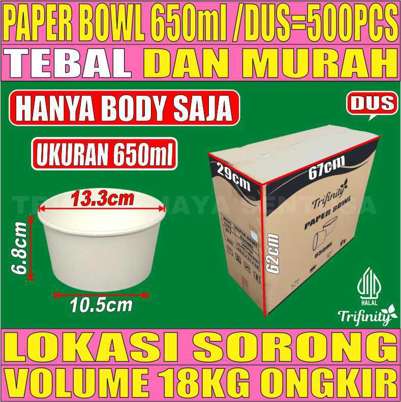 Paper Bowl 650ml Dus 500pcs Trifinity L2BRT06T4H3