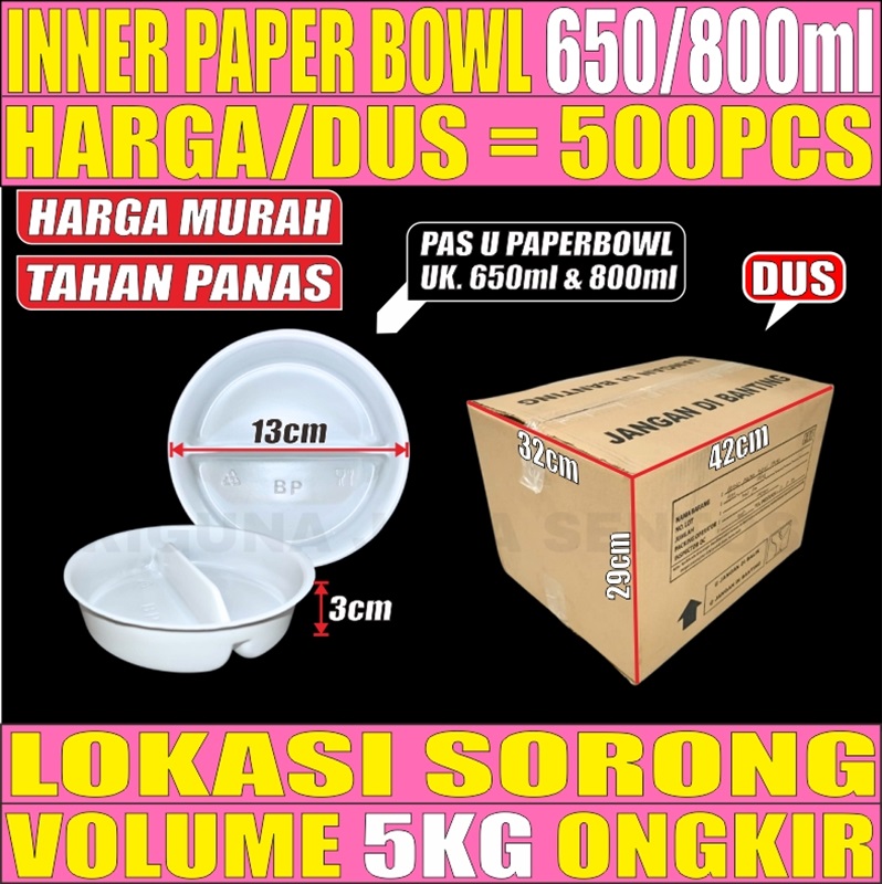 Inner Tray Sekat 2 Bowl 650 n 800ml Hips Tahan Panas Dus 500pcs L2TMR33T2H3
