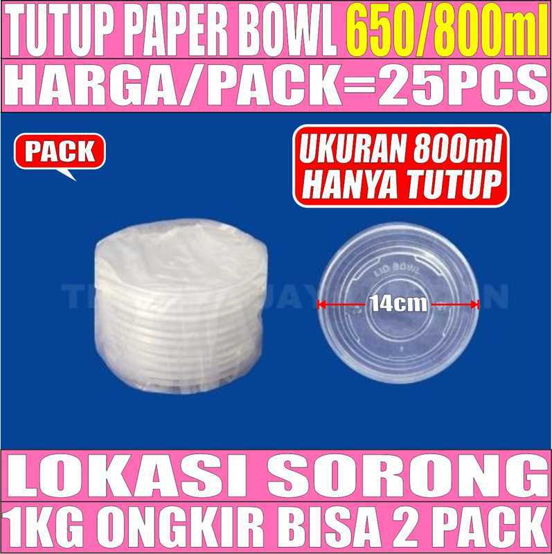 Tutup Paper Bowl 650ml n 800ml Pack 25pcs Trifinity