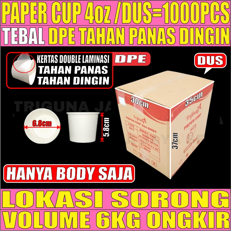 Paper Cup 4oz Dus 1000pcs Hanya Body L2TMR203T4H9