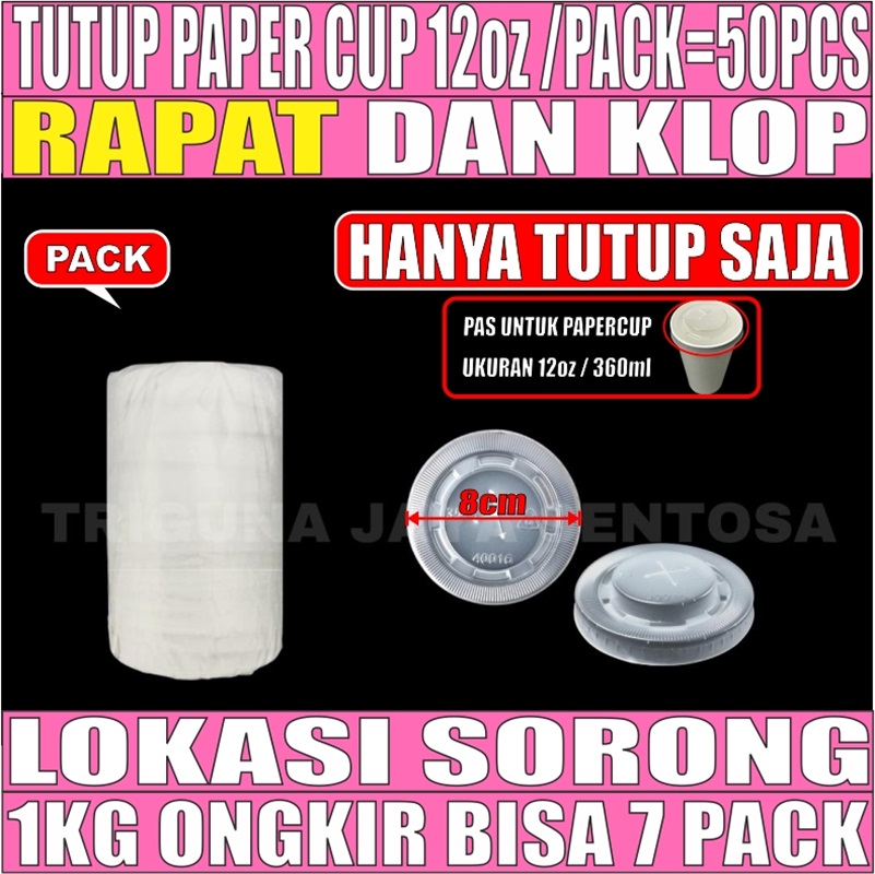 Tutup Paper Cup 12oz Pack 50pcs