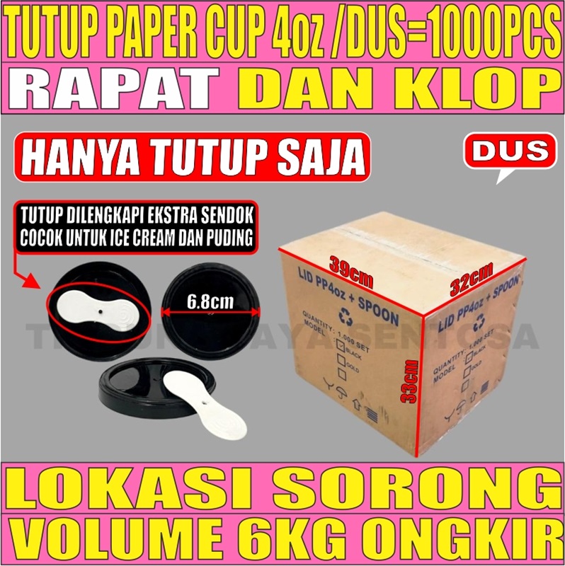 Tutup Paper Cup 4oz Dus 1000pcs Tutup n Sendok L2TMR202T4H9