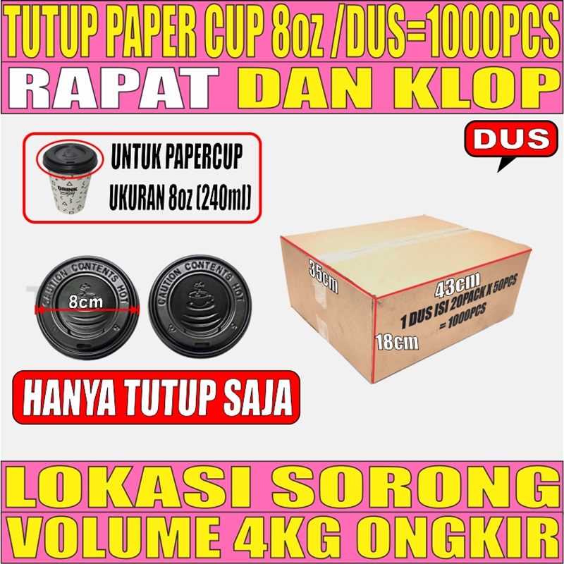 Tutup Paper Cup 8oz Dus 1000pcs L2TMR36T3H4