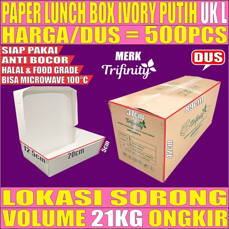 Paper Lunch L Ivory Dus 500pcs Box Kotak Tutup Putih Trifinity L2BRT10T4H3
