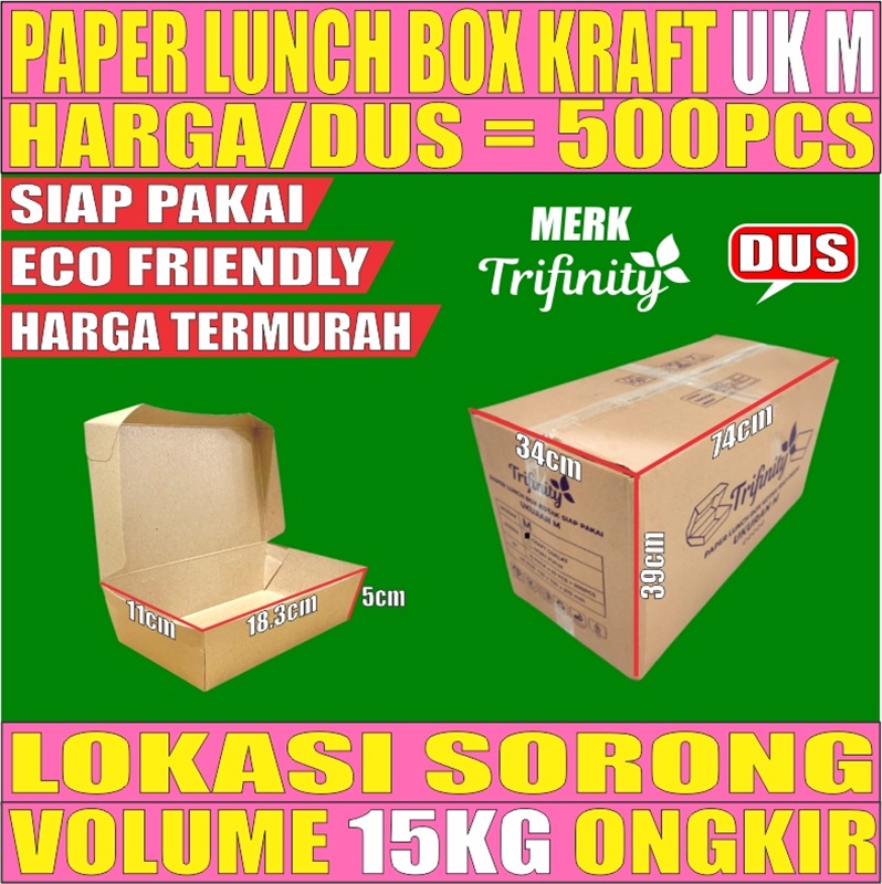 Paper Lunch M Kraft Dus 500pcs box Tutup TRIFINITY L2BRT12T4H3