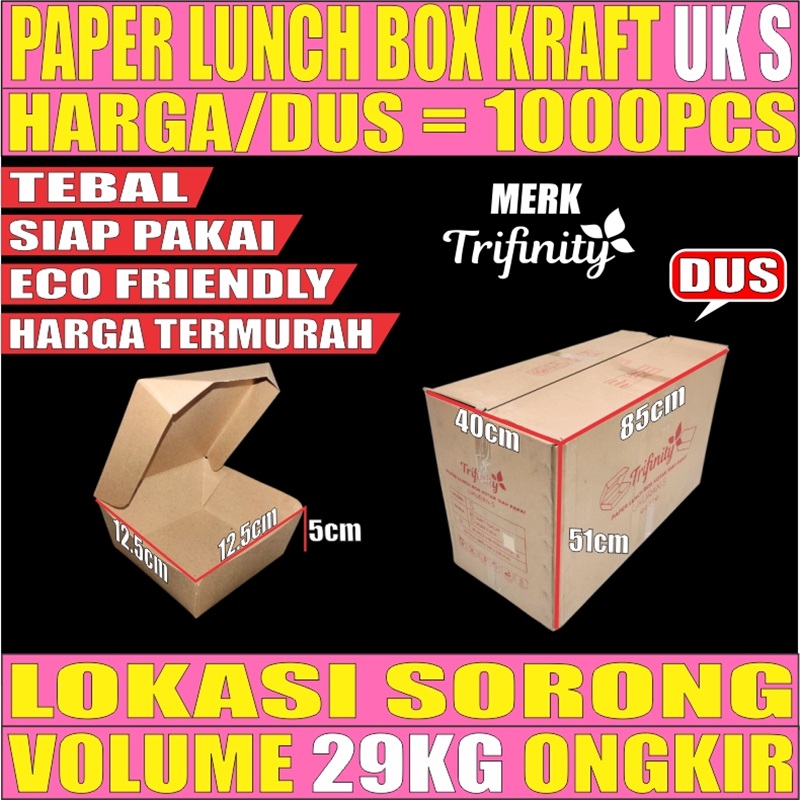 Paper Lunch S Kraft Dus 1000pcs box Tutup TRIFINITY L2BRT64T4H3