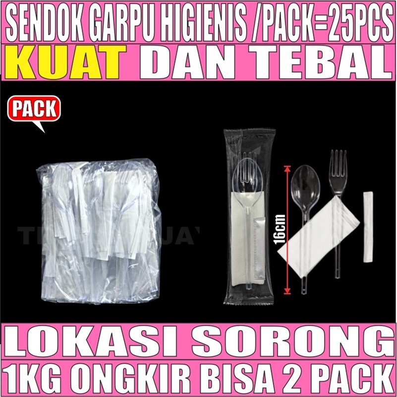 Sendok Garpu Bening Tisu Tusuk Gigi Pack 25pcs Bungkus Plastik