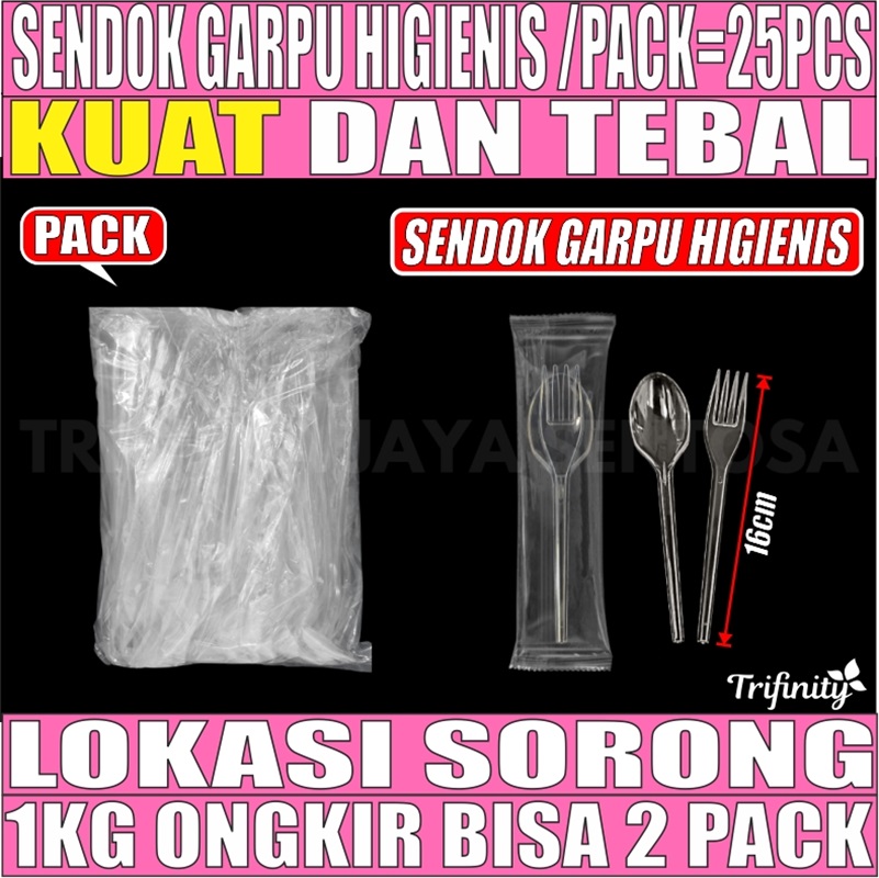 Sendok Garpu Set Higienis Bening Pack 25pcs