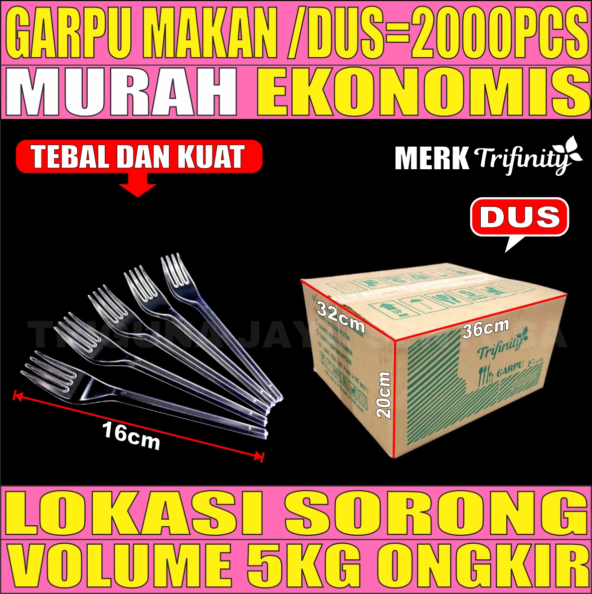 Garpu Makan Bening Dus 2000pcs Trifinity L2TMR26T4H4