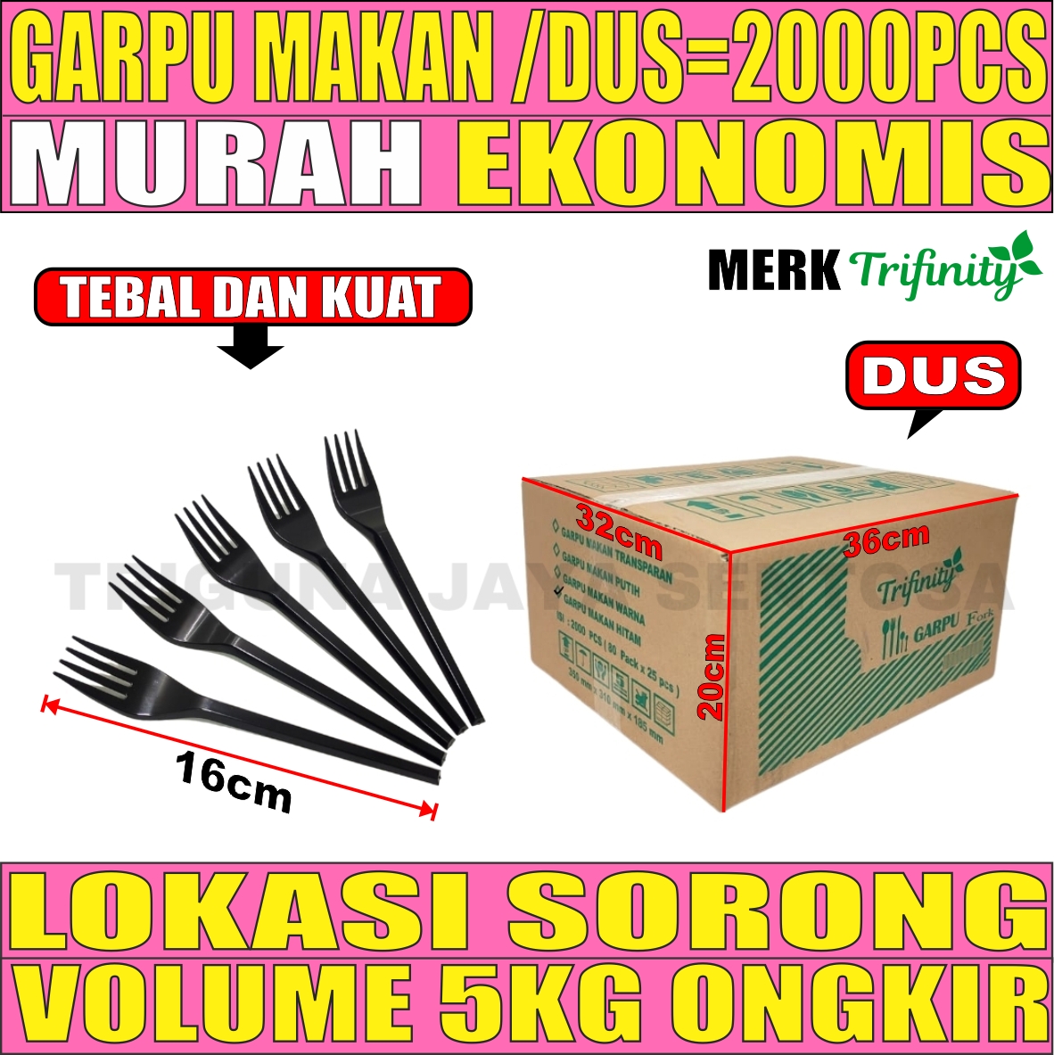 Garpu Makan Hitam Dus 2000pcs Trifinity L2TMR27T4H4