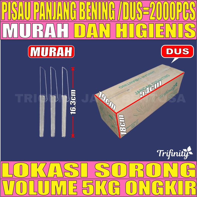 Pisau Panjang Bening Dus 2000pcs Trifinity L2TMR40T1H4