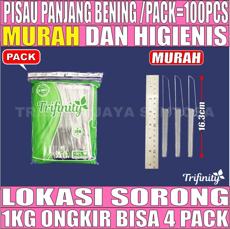 Pisau Panjang Bening Pack 100pcs Trifinity