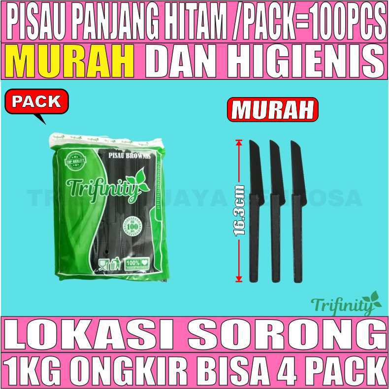 Pisau Panjang Hitam Pack 100pcs Trifinity