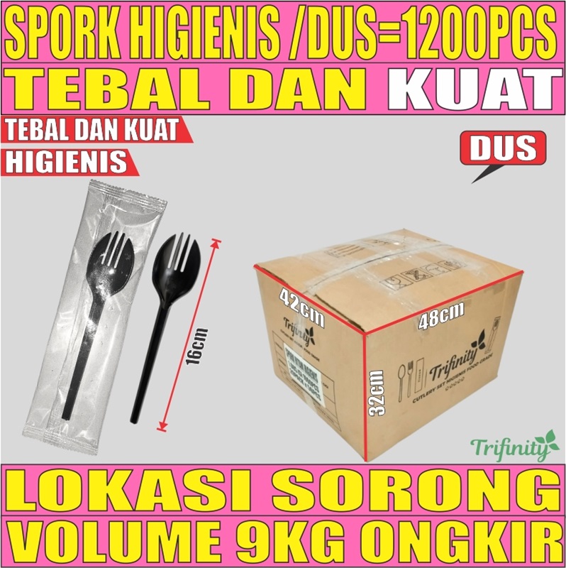 Spork Higienis Hitam Dus Steril 1200pcs L2TMR46T1H3