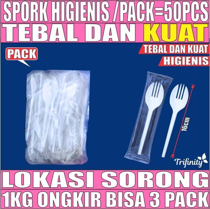 Spork Higienis Putih Pack Steril Trifinity 50pcs