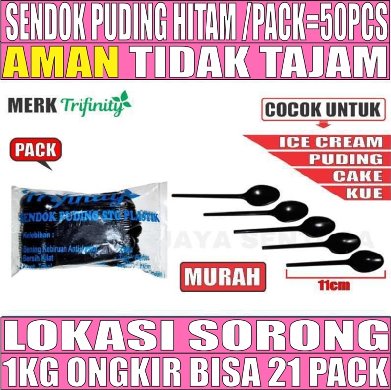 Sendok Puding STG Hitam Pack 50pcs Sendok Teh