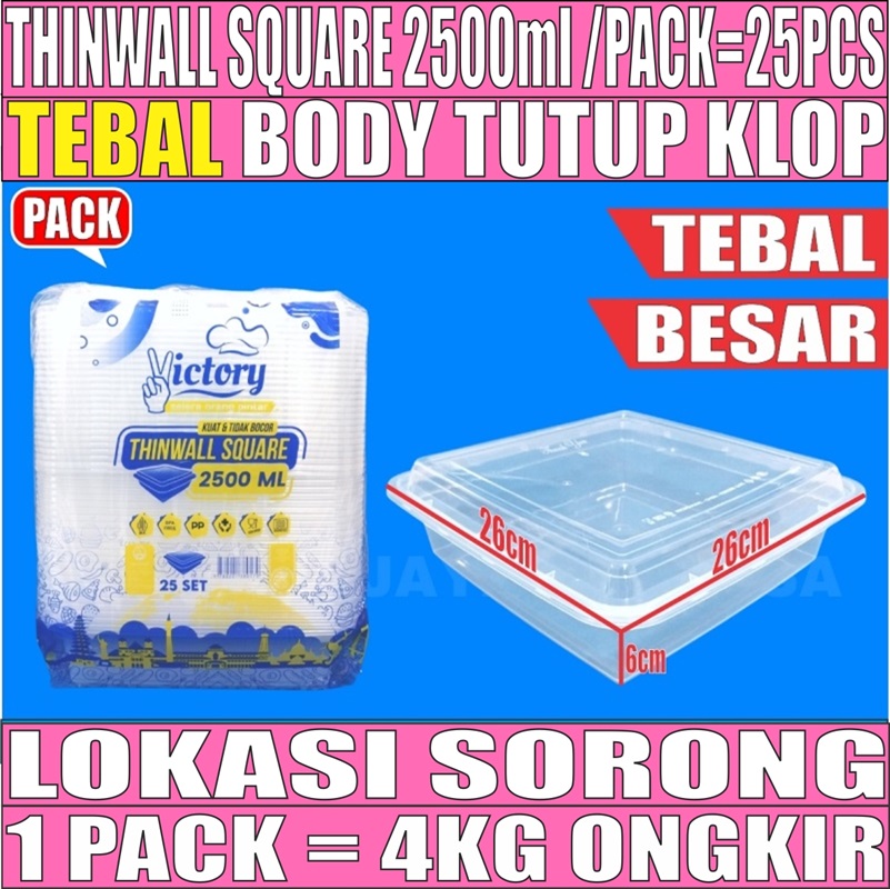 Thinwall SQ 2500ml Pack 25pcs Besar Tebal Victory