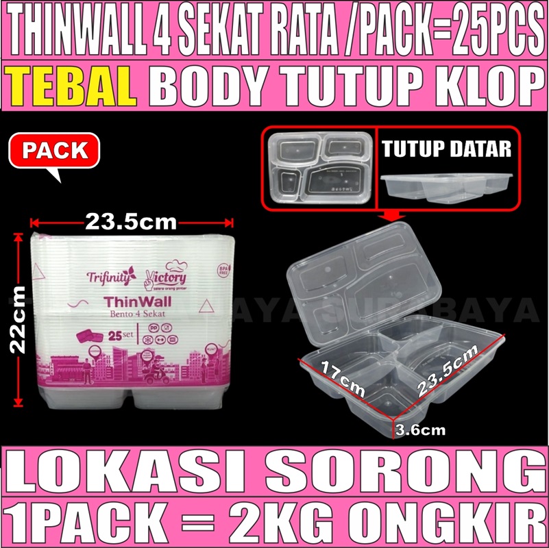 Thinwall 4 sekat Rata Pack 25pcs Victory