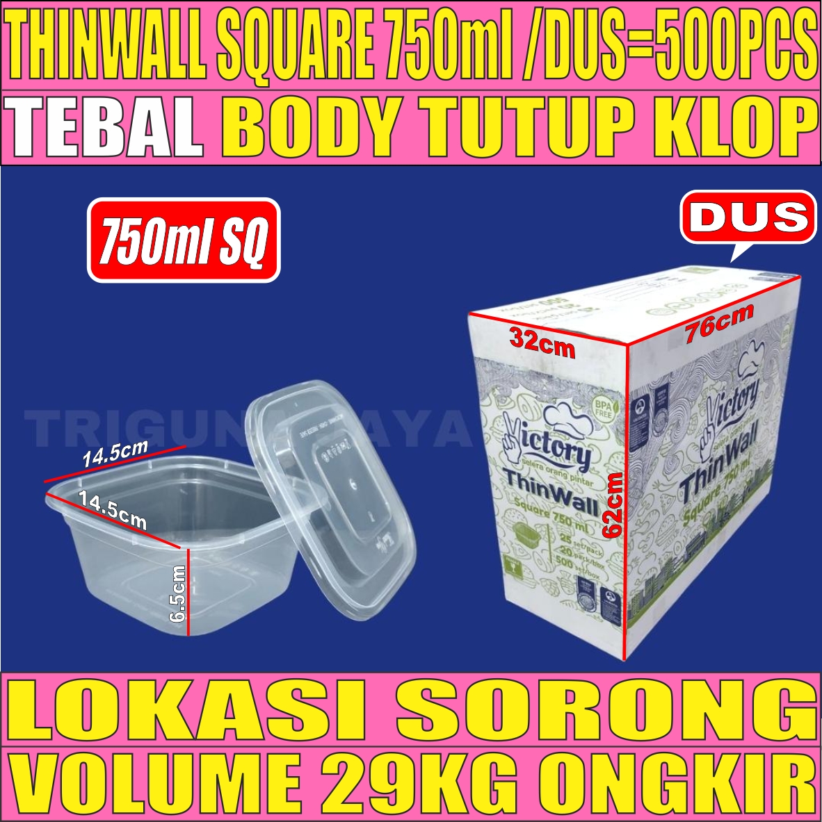 Thinwall SQ 750ml Dus 500pcs Victory L2TMR16T4H3