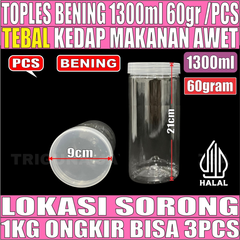 Toples 1300ml Per 1pcs Jar Silinder Bening Pet